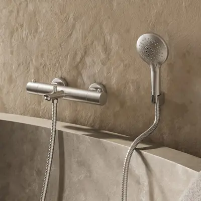 Saniclear Exclusive thermostatische opbouw badkraan RVS met 2 standen handdouche bij Sanitairkamer