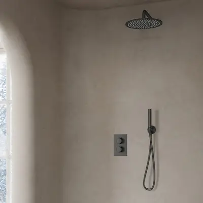 Saniclear Iron inbouw regendouche met wandarm en 30cm hoofddouche verouderd ijzer - gunmetal bij Sanitairkamer
