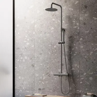 Saniclear Iron opbouw regendouche verouderd ijzer - gunmetal 30cm hoofddouche staaf handdouche bij Sanitairkamer