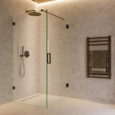 Saniclear Iron profielloze douchecabine 80x90cm met 90cm deur verouderd ijzer - gunmetal bij Sanitairkamer