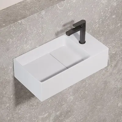 Saniclear Itsie fontein mat wit met kraangat rechts 39x22x10cm bij Sanitairkamer