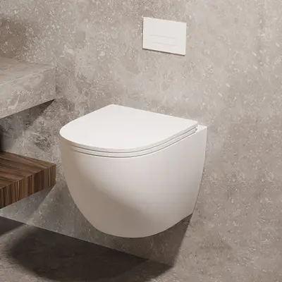Saniclear Itsie mat witte toiletpot randloos met softclose zitting bij Sanitairkamer