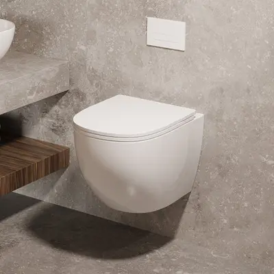 Saniclear Itsie witte toiletpot randloos met softclose zitting bij Sanitairkamer