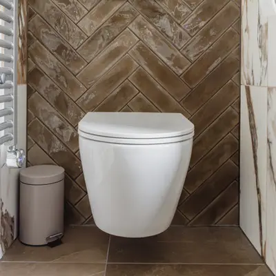 Saniclear Jama randloos hangend toilet met platte softclose zitting bij Sanitairkamer
