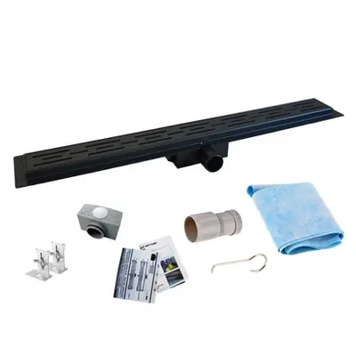 Saniclear Nero douchegoot 70cm met flens zwart mat bij Sanitairkamer