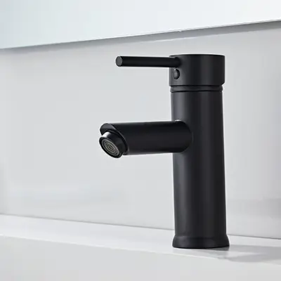 Saniclear Nero mat zwarte wastafelkraan bij Sanitairkamer