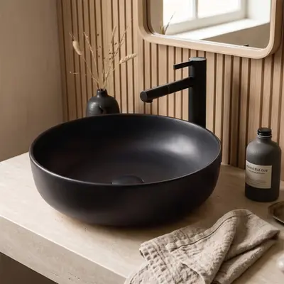 Saniclear Pura waskom 42cm wastafel mat zwart bij Sanitairkamer
