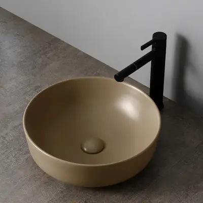 Saniclear Pura waskom 42cm wastafel taupe bij Sanitairkamer