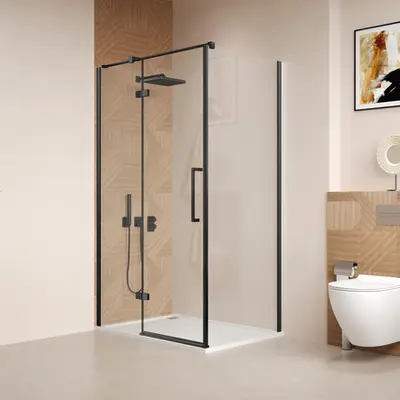 Saniclear Pure douchecabine 100x100cm zwart mat bij Sanitairkamer