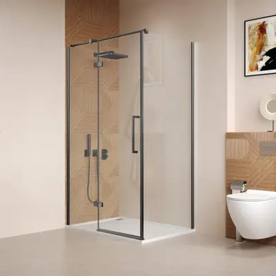 Saniclear Pure douchecabine 120x100cm verouderd ijzer - gunmetal bij Sanitairkamer
