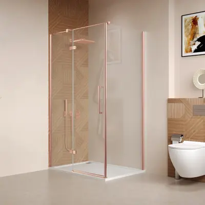 Saniclear Pure douchecabine 90x80cm geborsteld koper bij Sanitairkamer