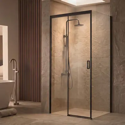 Saniclear Slide black douchecabine 120x90cm zwart mat bij Sanitairkamer