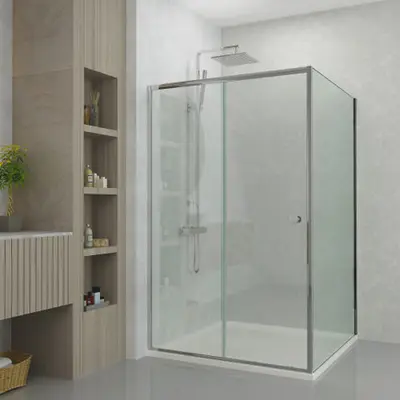 Saniclear Slide douchecabine 100x80cm met anti-kalk coating bij Sanitairkamer