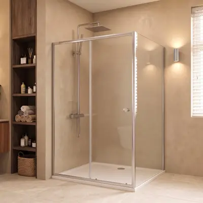 Saniclear Slide douchecabine 100x80cm met anti-kalk coating bij Sanitairkamer