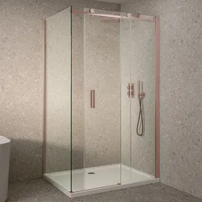Saniclear Supreme douchecabine 100x90cm geborsteld koper bij Sanitairkamer