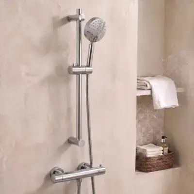 Saniclear Talpa doucheset met thermostatische kraan, handdouche en glijstang chroom bij Sanitairkamer