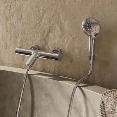 Saniclear Talpa thermostatische opbouw badkraan chroom met 2 standen handdouche bij Sanitairkamer