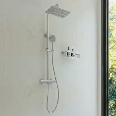 Saniclear Vision opbouw regendouche met 20x30cm hoofddouche RVS bij Sanitairkamer
