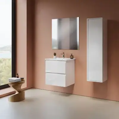 SaniGoods Sally badkamermeubel XL 60cm glanzend wit met wastafel bij Sanitairkamer