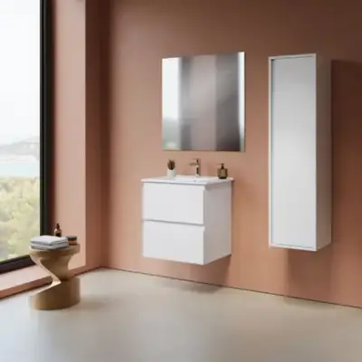 SaniGoods Sally badkamermeubel XL 60cm mat wit met wastafel bij Sanitairkamer