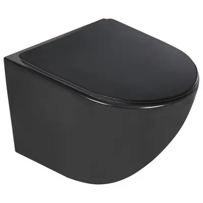 SaniGoods Select compacte mat zwarte toiletpot randloos inclusief zitting bij Sanitairkamer