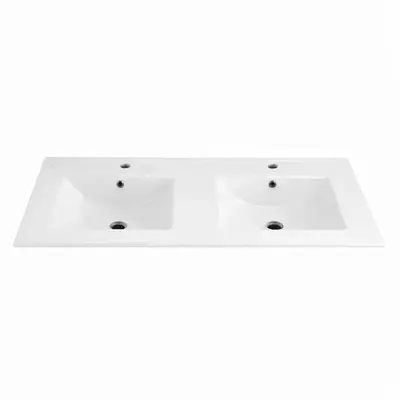 SaniSupreme Abruzzo Dubbele Wastafel - Keramiek - 120X46 CM - Wit bij SaniSupreme