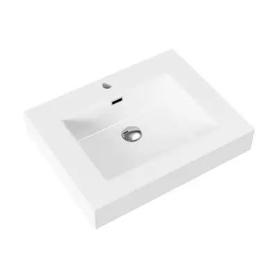 SaniSupreme ALONI Square Wastafel – 60x10x46 cm – Kunstmarmer – Glanzend Wit bij SaniSupreme