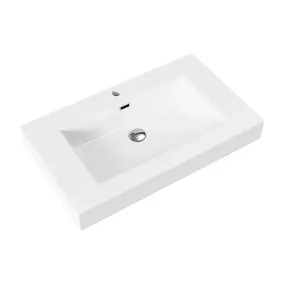 SaniSupreme ALONI Square Wastafel – 80x10x46 cm – Kunstmarmer – Glanzend Wit bij SaniSupreme