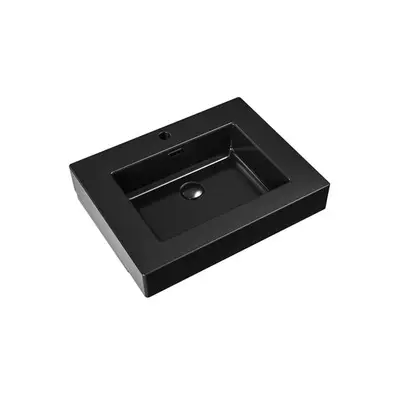 SaniSupreme ALONI Square Wastafel – 80x10x46 cm – Kunstmarmer – Mat Zwart bij SaniSupreme