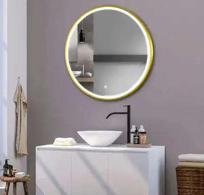 Sanisupreme Badkamerspiegel Geborsteld Goud Rond 100 cm bij SaniSupreme
