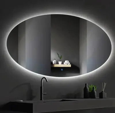 SaniSupreme Badkamerspiegel Ibiza ovaal 120 x 80 cm. met led verlichting, verwarming en touch dim-schakelaar bij SaniSupreme