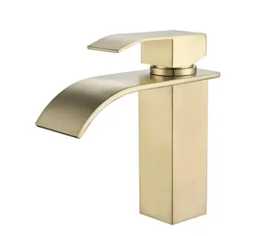 SaniSupreme Bari wastafelkraan opbouw laag model brede uitloop Goud Brushed bij SaniSupreme