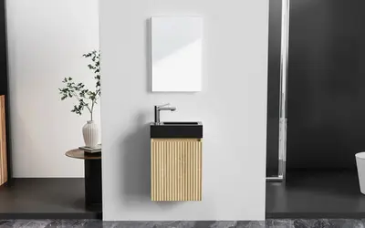 SaniSupreme Complete Fonteinset Licht Eiken onderkast Zwart bij SaniSupreme