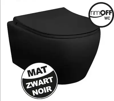 SaniSupreme COMPLETE SET Creavit Pro Series wandcloset toilet wc Spoelrandloos incl. softclose zitting 51 x 35 cm x 34 cm Mat Zwart bij SaniSupreme