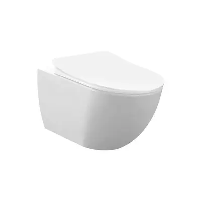 SaniSupreme COMPLETE SET Creavit RIMOFF wandcloset toilet wc Spoelrandloos incl. softclose zitting 51 x 35.3 cm x 34.5 cm Wit bij SaniSupreme