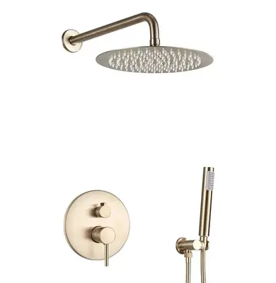 SaniSupreme® Doucheset Yosemite 30 cm. regendouche rond 2-weg geborsteld goud bij SaniSupreme
