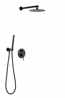 SaniSupreme Doucheset Yosemite 40 cm. regendouche rond 2-weg zwart inbouw bij SaniSupreme