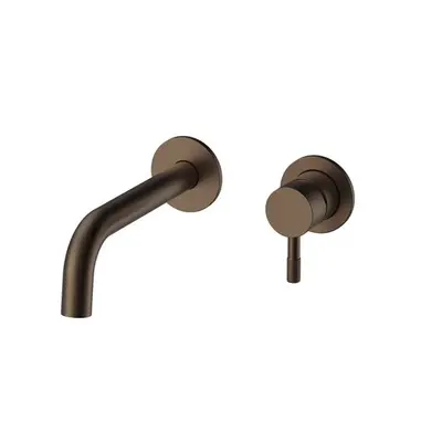 SaniSupreme Stria premium Inbouw Wastafelkraan Afbouwdeel Cold Start Verfijnde Ribbelhendel-Bruin Brons PVD bij SaniSupreme