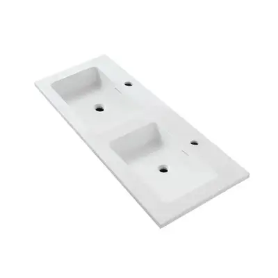 SaniSupreme Wanda Square Wastafel - Kunstmarmer - 120X1,6X52,5 CM - Mat Wit bij SaniSupreme