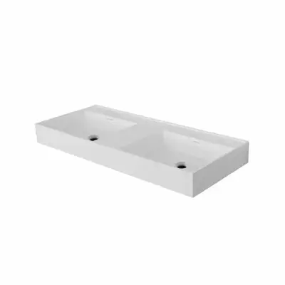 SaniSupreme Wanda Square Wastafel - Kunstmarmer - 120X12X52,5 CM - Mat Wit bij SaniSupreme