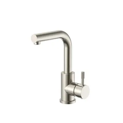 SaniSupreme Wastafelkraan Stria Geborsteld RVS PVD-Coating Cold-start met draaibare rechte uitloop bij SaniSupreme