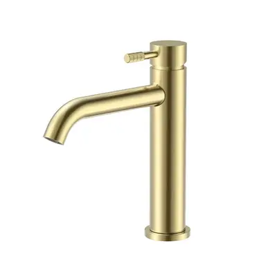 SaniSupreme Wastafelkraan Stria Rib Geborsteld Goud PVD-coating Cold-start bij SaniSupreme
