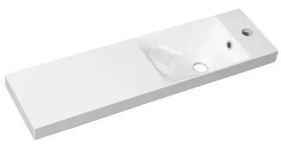 Sapho Agos - Meubelwastafel 80x22 cm, met overloop, kraangat L/R, wit AS080 bij Sanitino