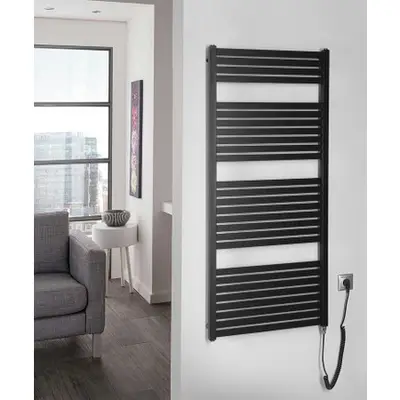 Sapho Tondi elektrische radiator zwart mat 60x133cm 600W bij Sanitairkamer