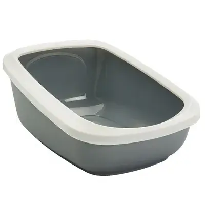 Savic Aseo Jumbo - Kattenbak met hoge rand Dubbelpak: 2 x Lichtgrijs / Wit - Savic Kattentoilet Aseo XXL bij Zooplus