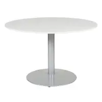 Schaffenburg Linesto vergadertafel rond aluminium frame krijtwit blad 120 cm breed bij 123inkt.nl