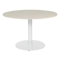 Schaffenburg Linesto vergadertafel rond wit frame lindberg eiken blad 120 cm breed bij 123inkt.nl
