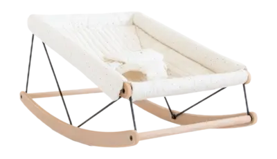 Schommelstoel Nobodinoz Growing Green Baby Bouncer Honey Sweet Dots/Natural bij Geboortewinkel