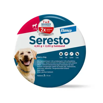Seresto Teken- en vlooienband Hond Groot onder 8kg 2 stuks bij Discus