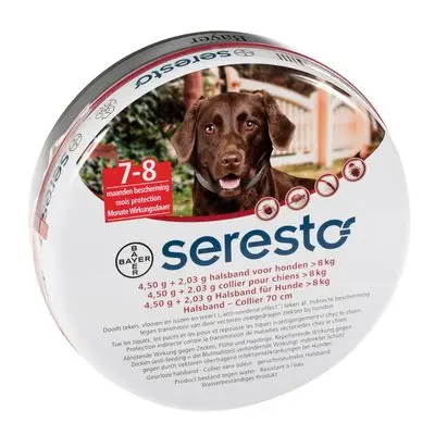 Seresto vlooien- en tekenband voor Grote honden (> 8 kg) > 8 kg (Halsband 70 cm) - Seresto vlooienhalsband voor honden - NL bij Bitiba